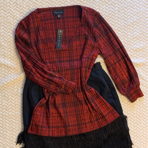 Premise Tops - Premise Red and Black Plaid shirt